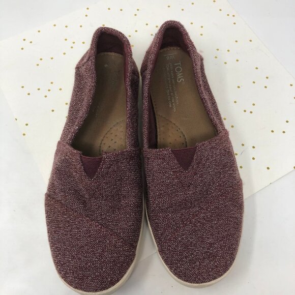 Toms Classic ALPARGATA Red/Burgundy Textured Shoes - Picture 1 of 7
